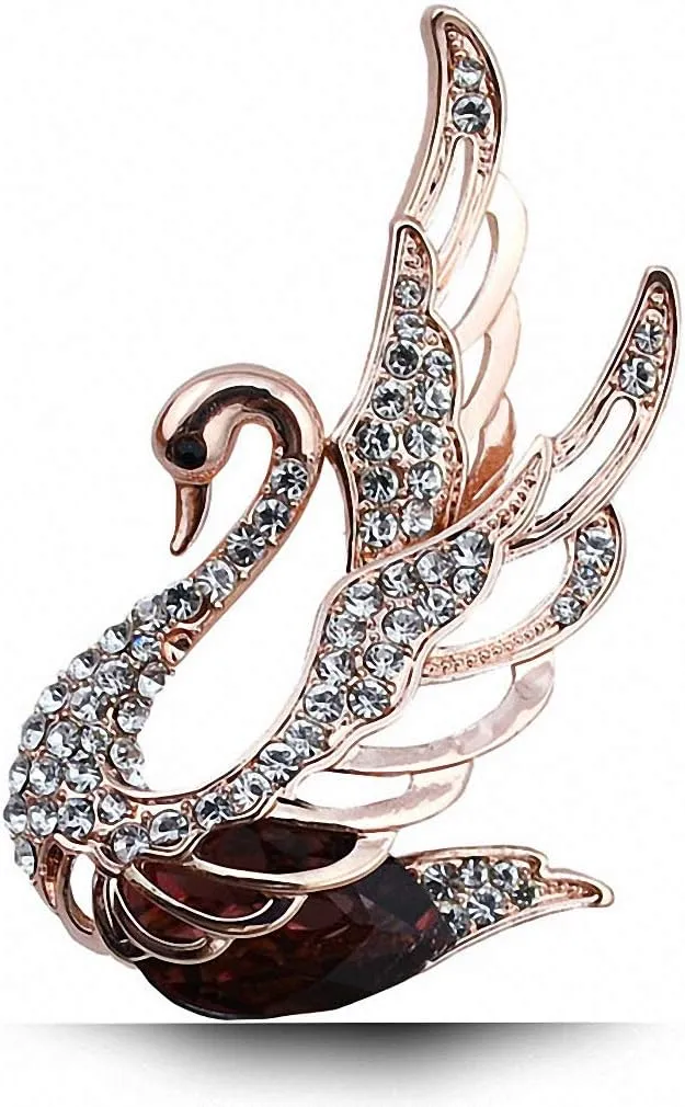 3 Colors Choose Rhinestone and Crystal Swan Brooches Women Elegant Animal Pins and Brooches