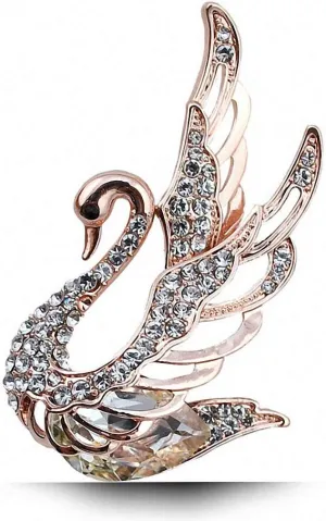 3 Colors Choose Rhinestone and Crystal Swan Brooches Women Elegant Animal Pins and Brooches