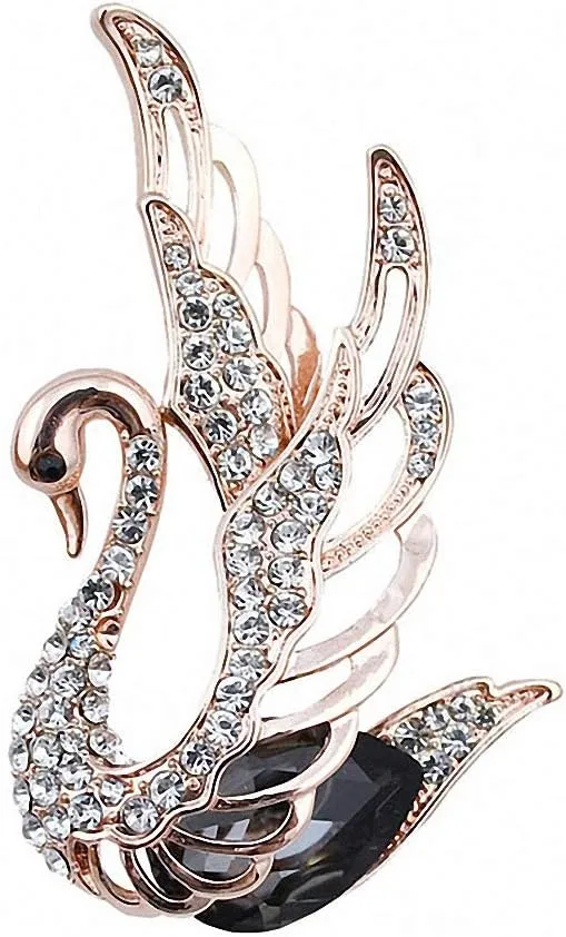 3 Colors Choose Rhinestone and Crystal Swan Brooches Women Elegant Animal Pins and Brooches