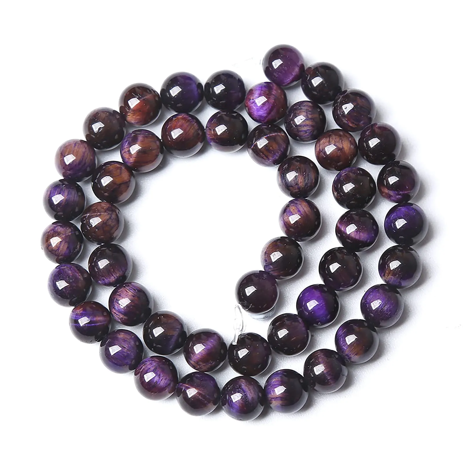 8MM 45PCS Natural Stone Multi Purple Tiger Eye Stone Beads for Jewelry Making DIY Bracelet Energy Crystal Healing Power 8mm