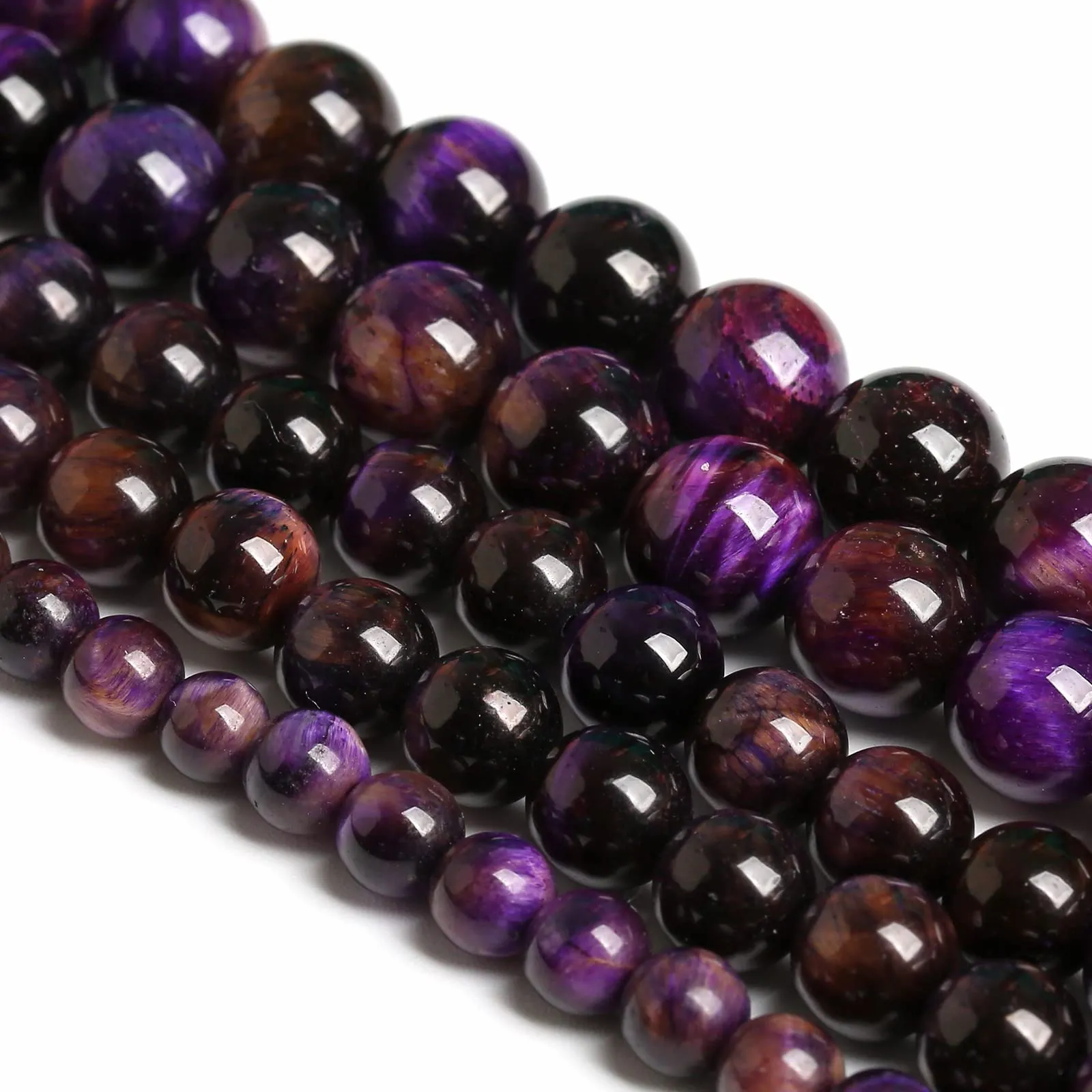 8MM 45PCS Natural Stone Multi Purple Tiger Eye Stone Beads for Jewelry Making DIY Bracelet Energy Crystal Healing Power 8mm