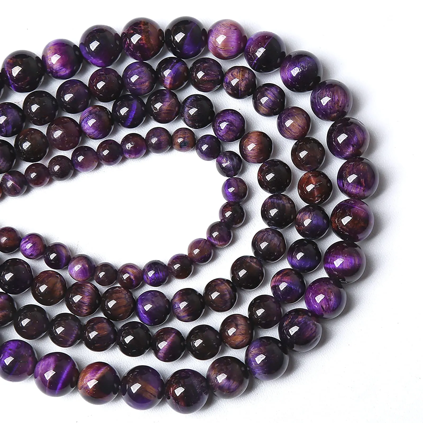 8MM 45PCS Natural Stone Multi Purple Tiger Eye Stone Beads for Jewelry Making DIY Bracelet Energy Crystal Healing Power 8mm