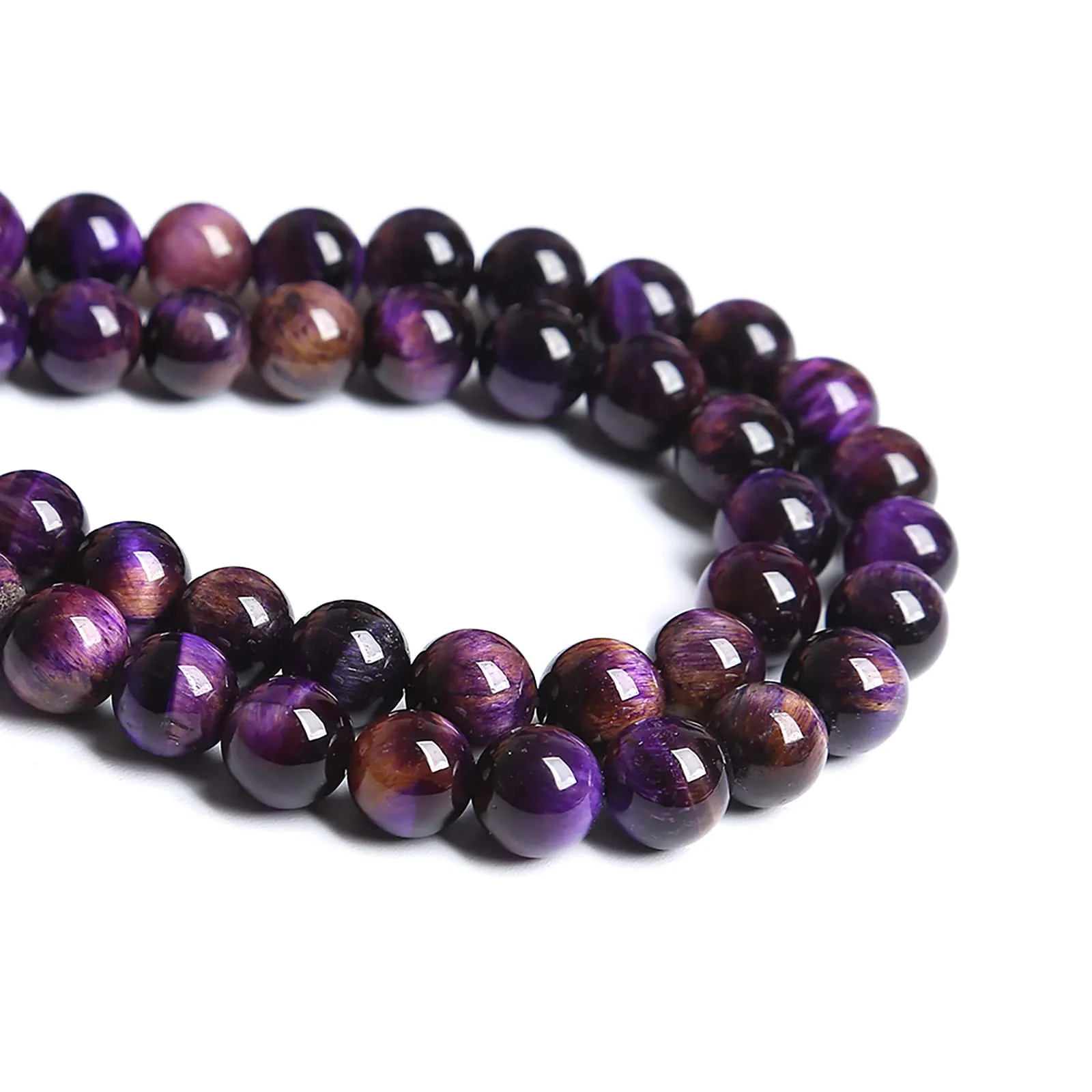 8MM 45PCS Natural Stone Multi Purple Tiger Eye Stone Beads for Jewelry Making DIY Bracelet Energy Crystal Healing Power 8mm