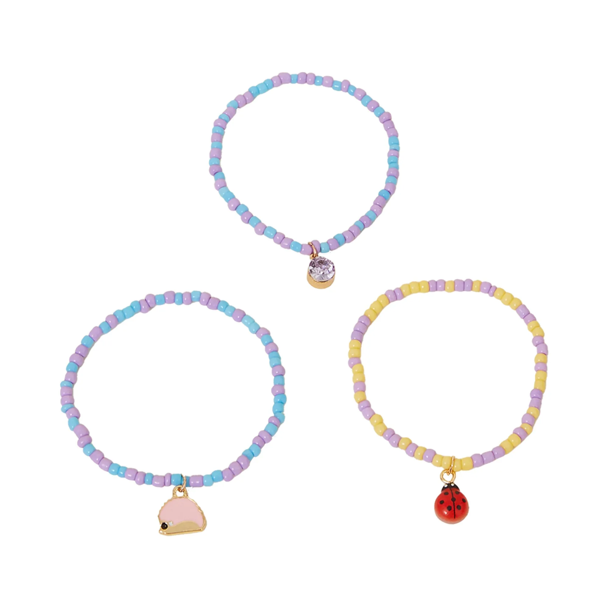 Accessorize London Girls Woodland Charm Bead Bracelets Set of 3