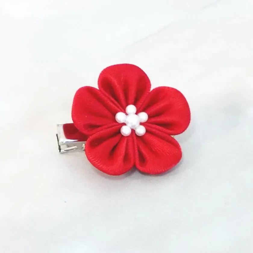 [ACCESSORY 4 PIECES] AKANE (ROUND BROOCHES, HEXAGONAL BROOCHES, HAIR CLIPS, HAIR ELASTICS ) | TSUMAMI KANZASHI