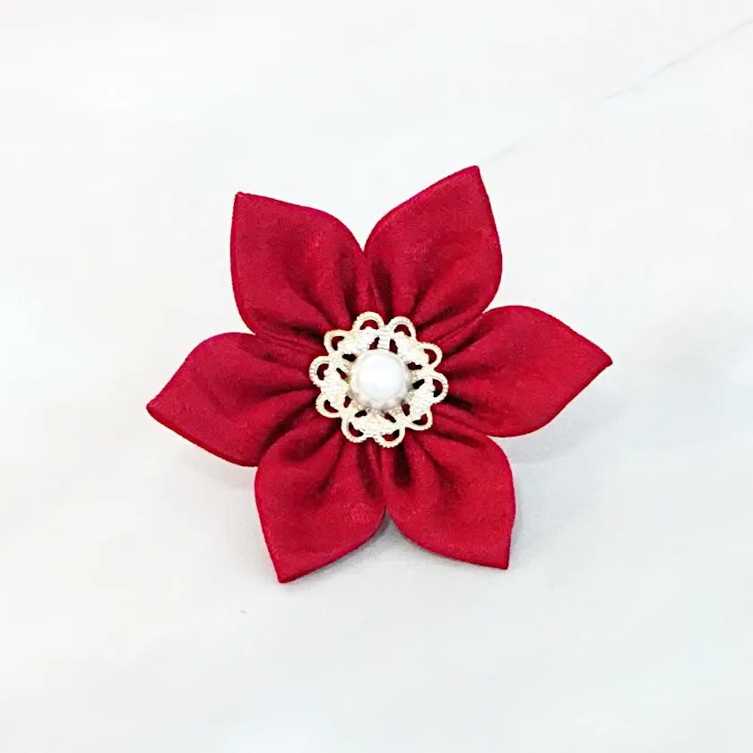 [ACCESSORY 4 PIECES] AKANE (ROUND BROOCHES, HEXAGONAL BROOCHES, HAIR CLIPS, HAIR ELASTICS ) | TSUMAMI KANZASHI