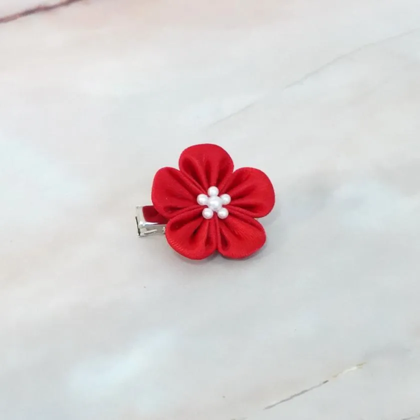 [ACCESSORY 4 PIECES] AKANE (ROUND BROOCHES, HEXAGONAL BROOCHES, HAIR CLIPS, HAIR ELASTICS ) | TSUMAMI KANZASHI