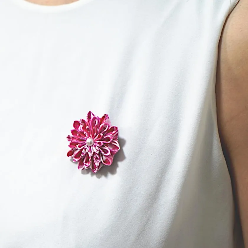 [ACCESSORY 4 PIECES] LIBERTY PRINT (ROUND BROOCHES, 4-PETAL FLOWER BROOCHES, EARRINGS, PENDANTS) | TSUMAMI KANZASHI