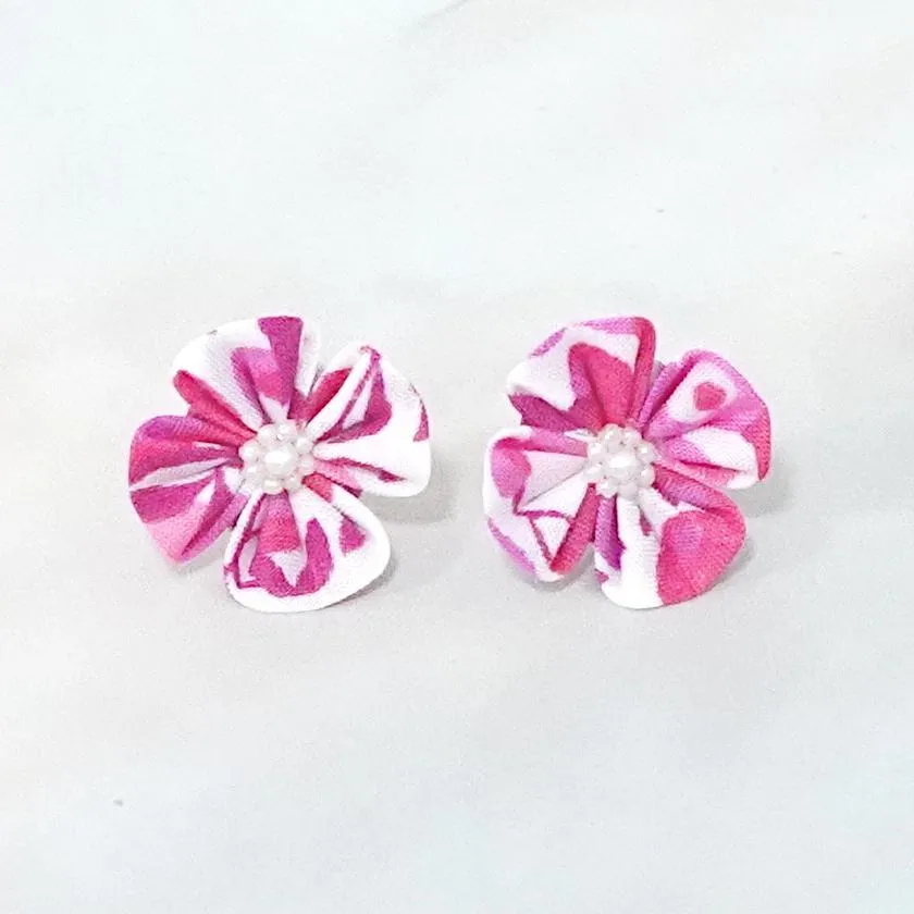 [ACCESSORY 4 PIECES] LIBERTY PRINT (ROUND BROOCHES, 4-PETAL FLOWER BROOCHES, EARRINGS, PENDANTS) | TSUMAMI KANZASHI