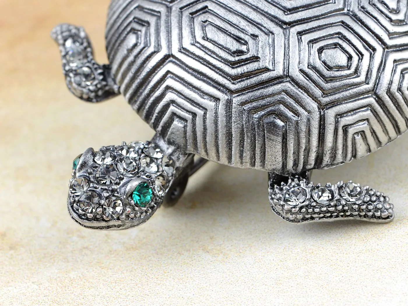 Alilang Silvery Tone Iridescent Colored Rhinestones Turtle Tortoise Brooch Pin Silver
