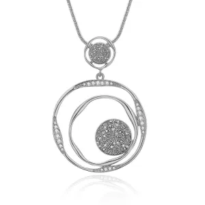 Big Gold Plated Black Round Pendant Necklace for Women Silver Plated Crystal Irregular Long Necklace Hypoallergenic Couple Gift Jewelry