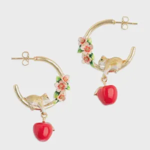 Bill Skinner Apple Blossom and Mouse Hoop Earrings