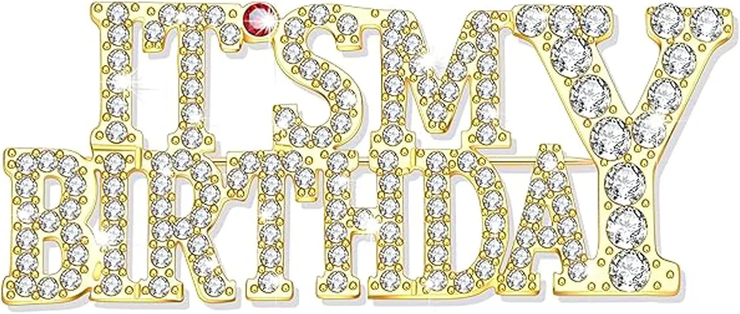 Birthday Brooch Pins for Women Its My Birthday Pin Queen Crown Rhinestone Brooch Crystal Lapel Pin Large Safety Pins Birthday Party Fashion Jewelry