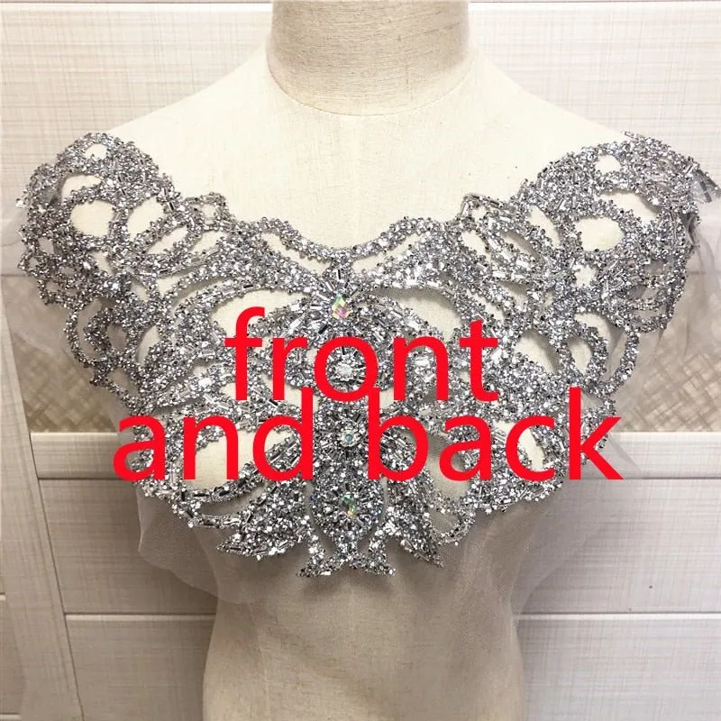 Bridal Wedding Party Rhinestone Crystal Beaded Sequin Glitter Full Body Sew On Patch Trim Applique / 40 COLOR DESIGNS
