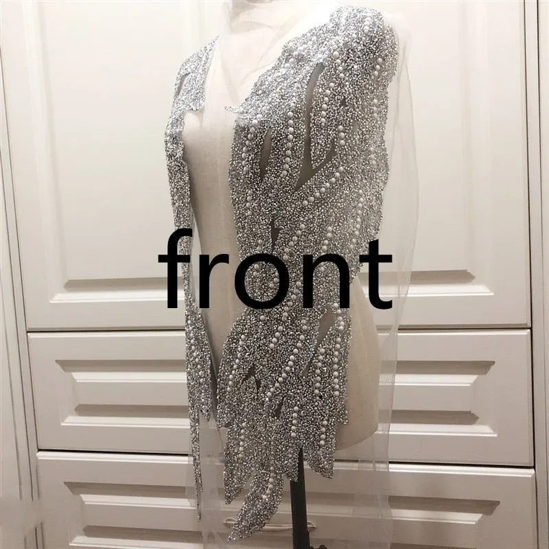 Bridal Wedding Party Rhinestone Crystal Beaded Sequin Glitter Full Body Sew On Patch Trim Applique / 40 COLOR DESIGNS