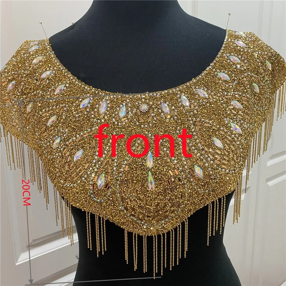 Bridal Wedding Party Rhinestone Crystal Beaded Sequin Glitter Full Body Sew On Patch Trim Applique / 40 COLOR DESIGNS