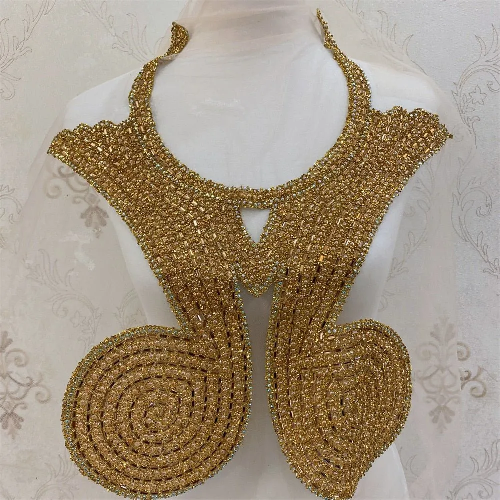 Bridal Wedding Party Rhinestone Crystal Beaded Sequin Glitter Full Body Sew On Patch Trim Applique / 40 COLOR DESIGNS