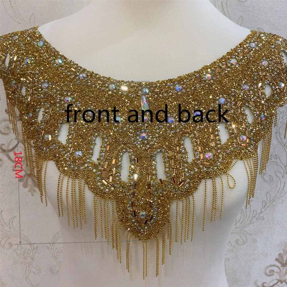 Bridal Wedding Party Rhinestone Crystal Beaded Sequin Glitter Full Body Sew On Patch Trim Applique / 40 COLOR DESIGNS