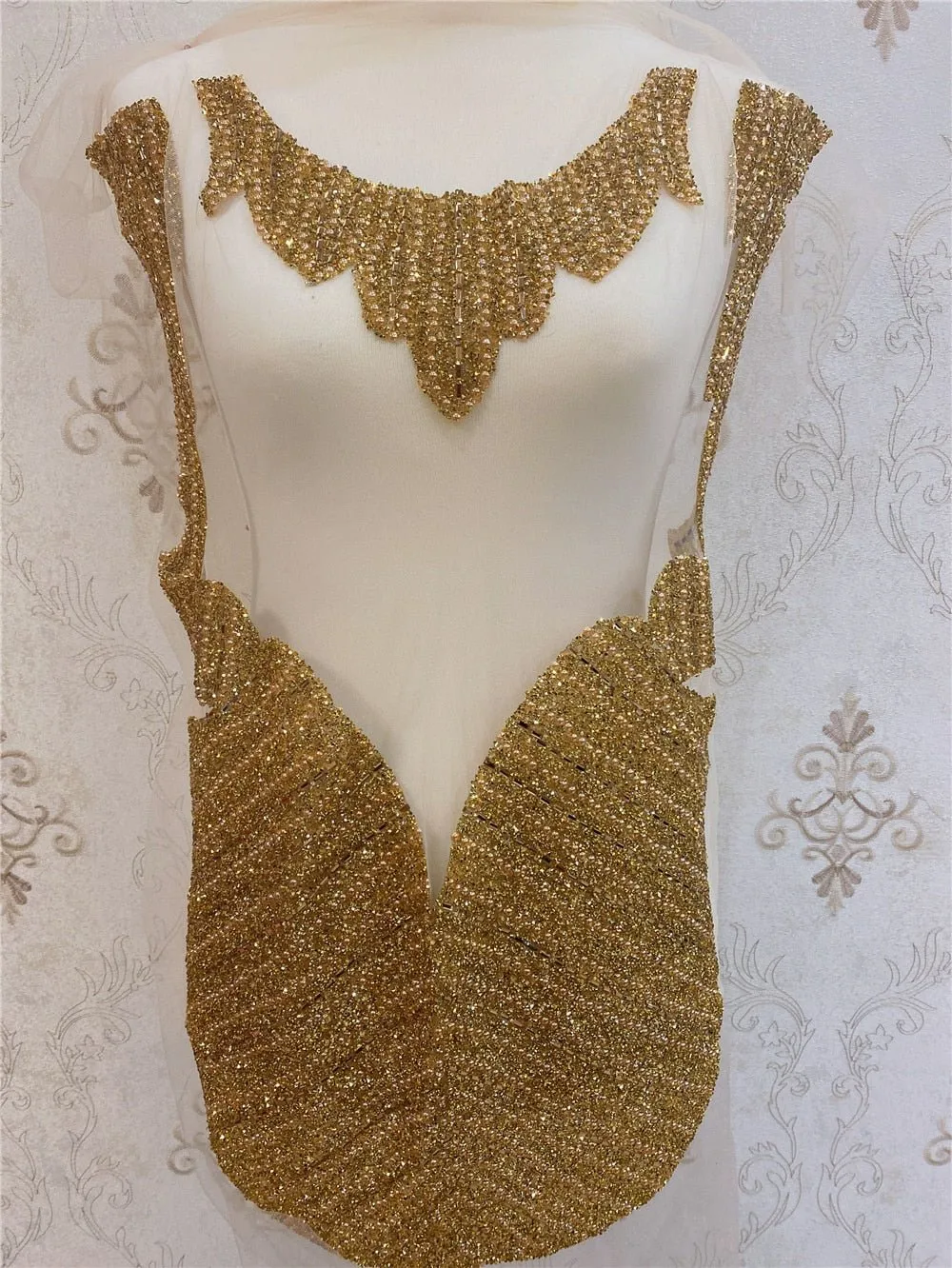 Bridal Wedding Party Rhinestone Crystal Beaded Sequin Glitter Full Body Sew On Patch Trim Applique / 40 COLOR DESIGNS