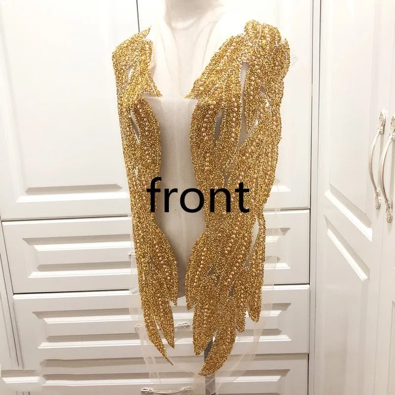Bridal Wedding Party Rhinestone Crystal Beaded Sequin Glitter Full Body Sew On Patch Trim Applique / 40 COLOR DESIGNS
