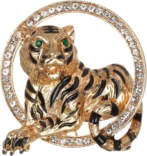 BriLove Austrian Crystal Rhinestone Tiger Brooches for Women