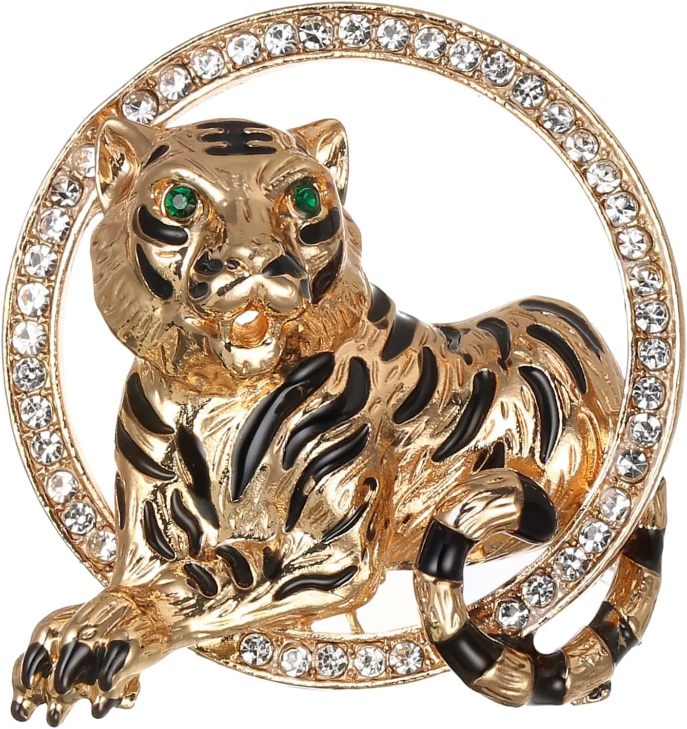 BriLove Austrian Crystal Rhinestone Tiger Brooches for Women