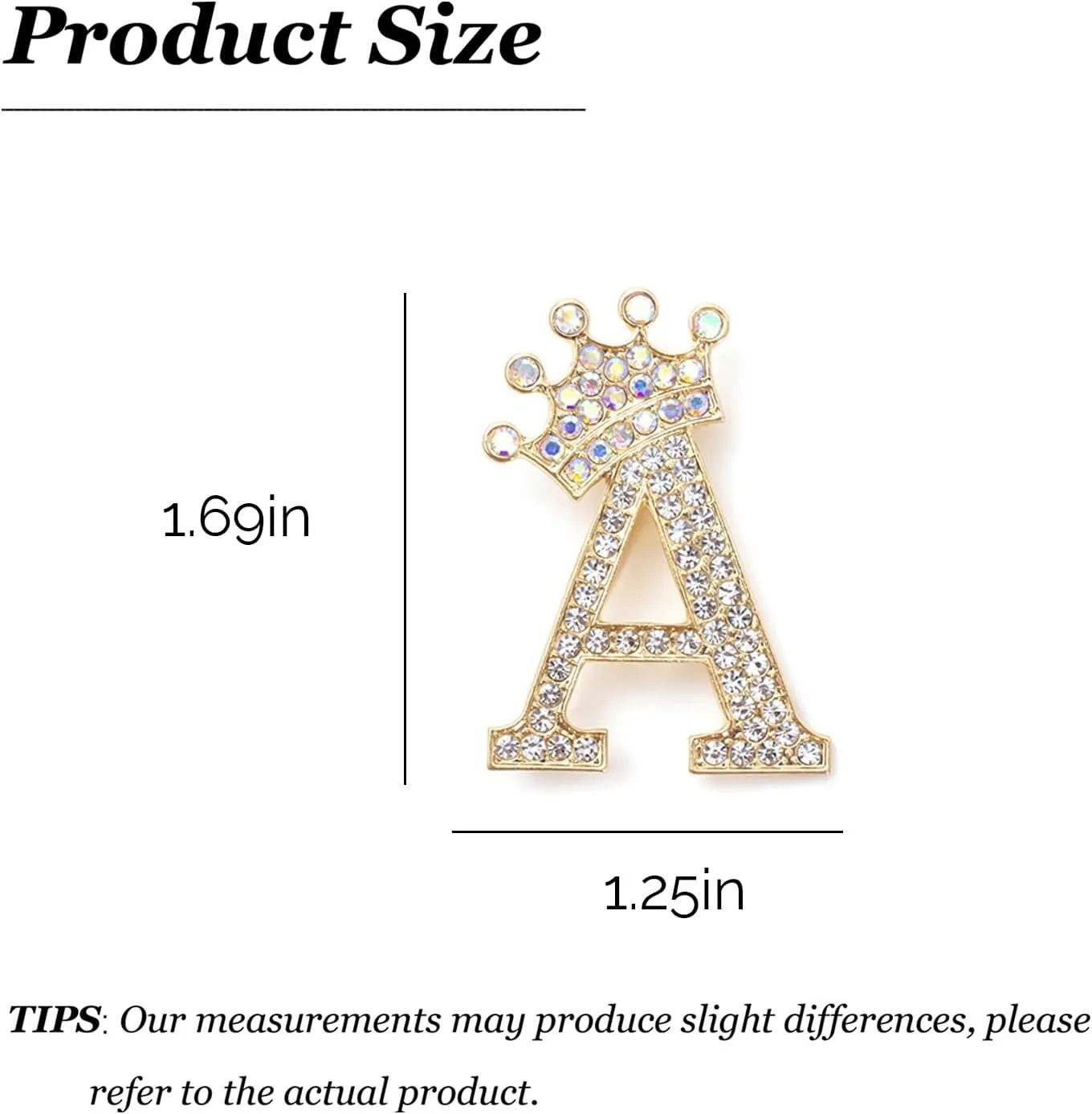 Brooches Pins for Women Crown Initial Brooch Pins Letter Brooch Pins Charms for Socks Rhinestone Lapel Pin for Clothes Hat Bags Fashion Jewelry for Women