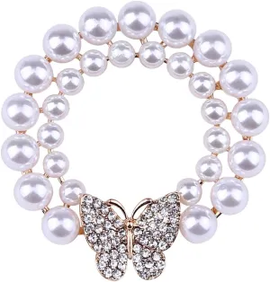 Butterfly Brooch Pin Pearl Crystal Brooches Jewelry for Women Girls