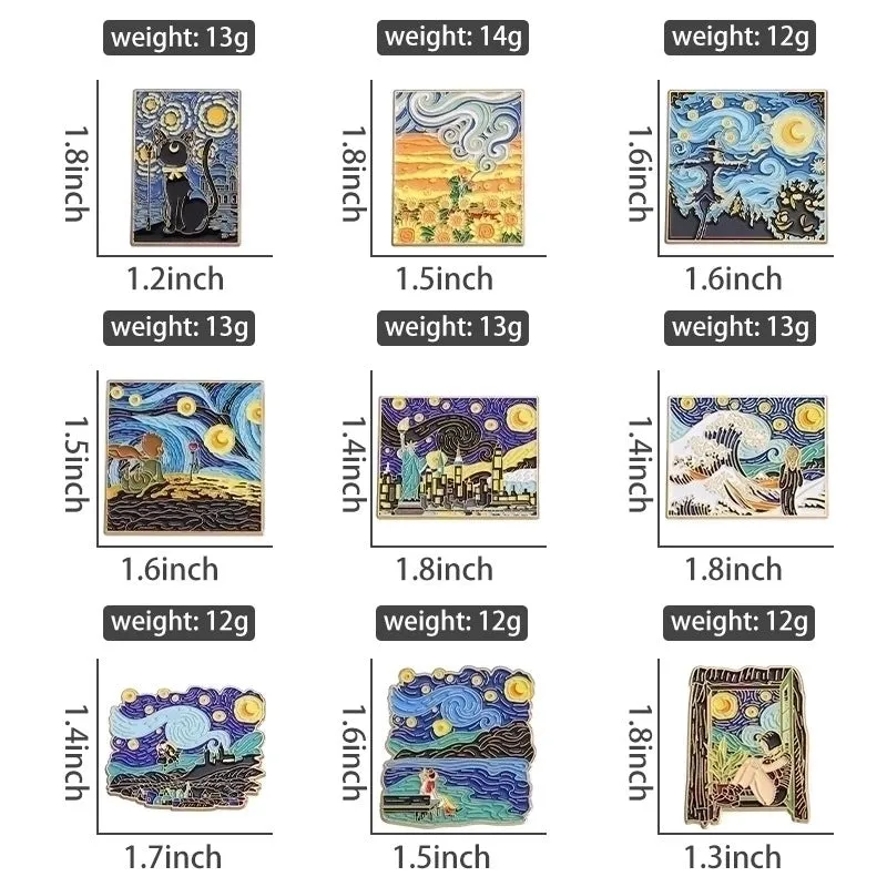 Cartoon Style Cute Modern Style Pin Cartoon Character Starry Sky Oil Painting Alloy Plating Unisex Brooches