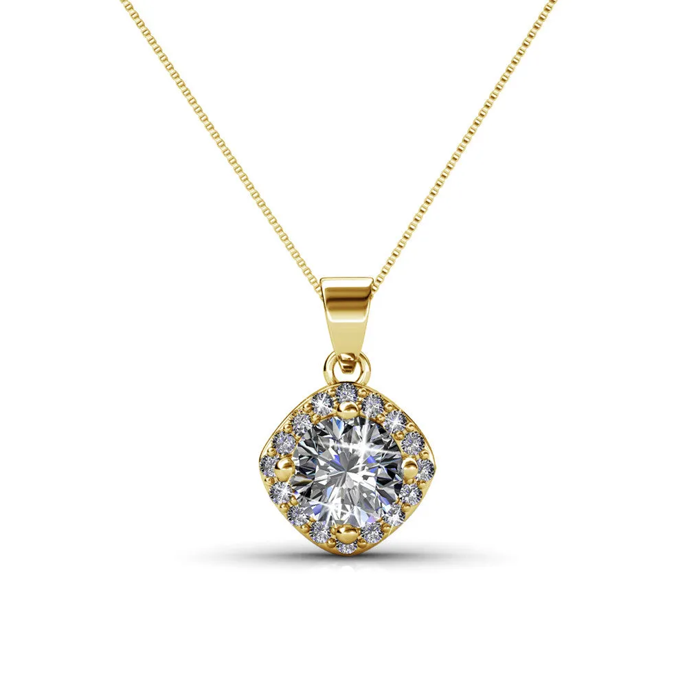 Celeste 18k White Gold Plated Pendant Necklace with Swarovski Crystals