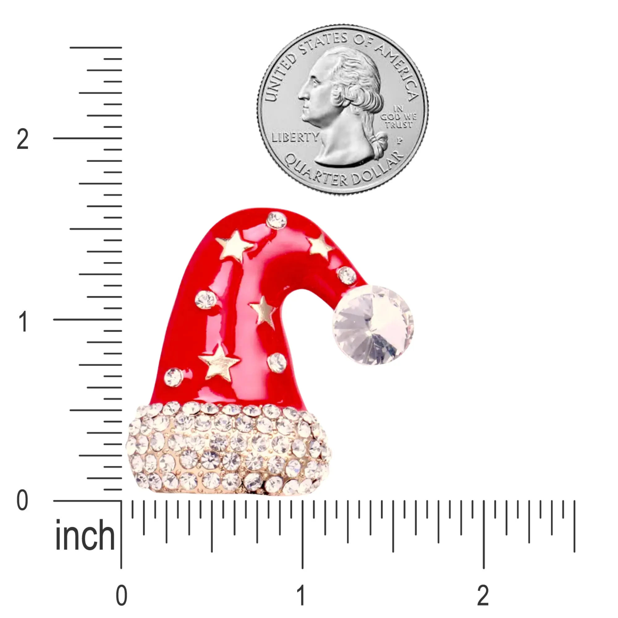 Christmas Jewelry Crystal Rhinestone Hat Charm Brooch Pin BH234 Red