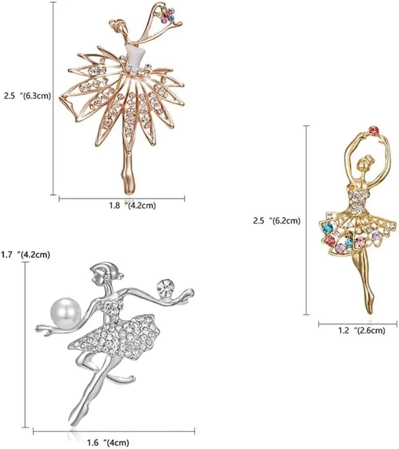 Dancing Ballet Brooches,Crystal Rhinestone Brooch Pin for Women,Women Brooches Ballerina Charms Ballet Pendants(L)