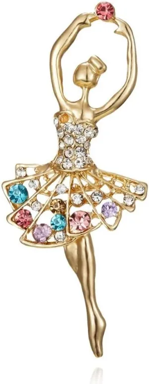 Dancing Ballet Brooches,Crystal Rhinestone Brooch Pin for Women,Women Brooches Ballerina Charms Ballet Pendants(L)
