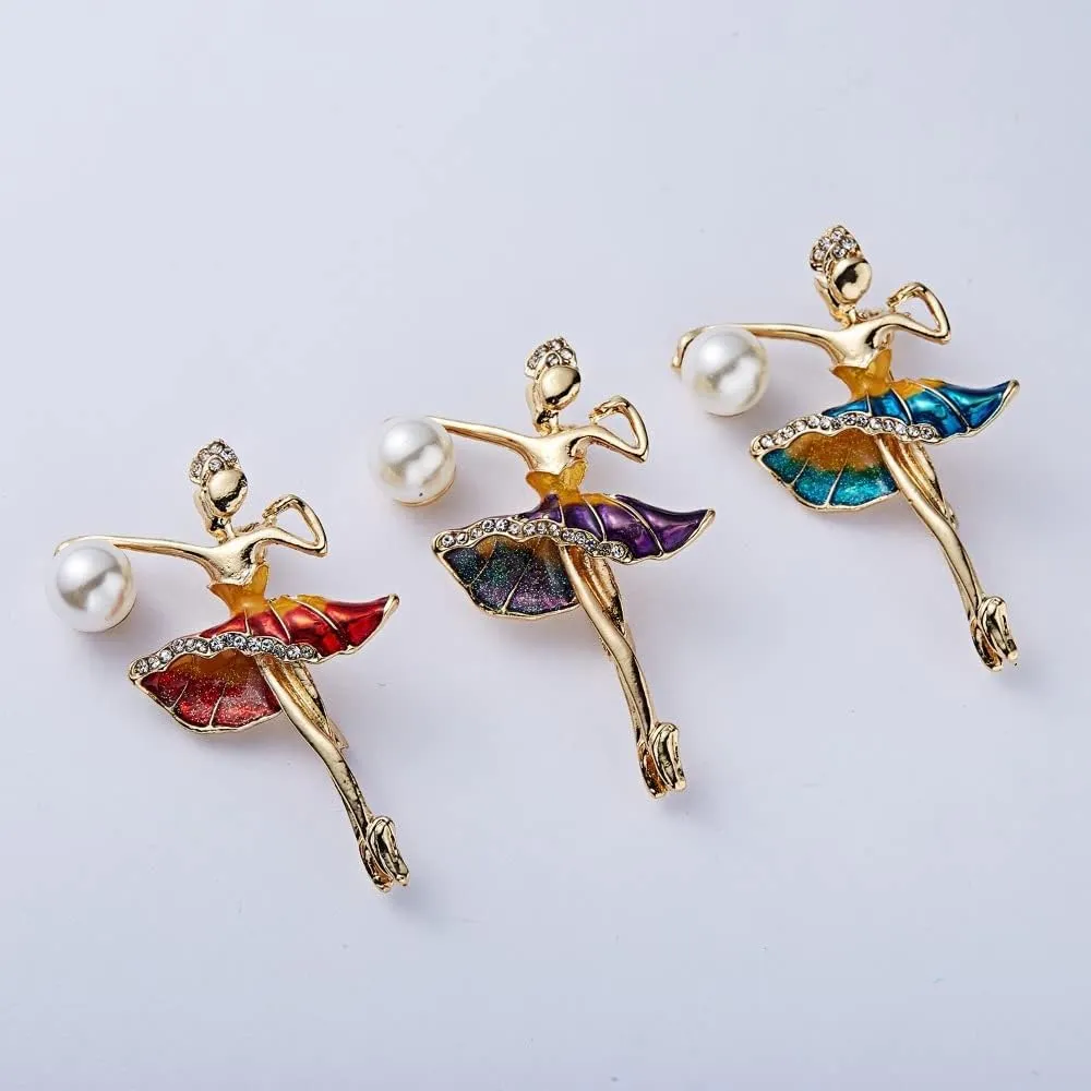 Dancing Ballet Brooches,Crystal Rhinestone Brooch Pin for Women,Women Brooches Ballerina Charms Ballet Pendants(L)