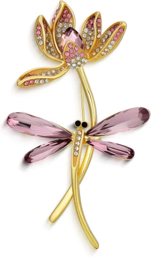 Dragonfly Booch Pin Crystal Rhinestone Dragonfly Brooches Fashion Animal Pin Dress Accessories Jewelry Gift for Women