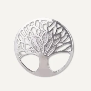 Elizabeth Crystal Tree of Life Magnetic Brooch In Silver-Tone