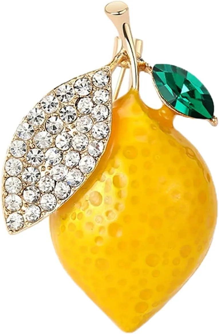 Enamel Fruit Brooch for Women Rhinestones Fruit Lapel Pin Elegant Fruit Brooches Jewelry Gift, Perfect for Dresses Hat Bag