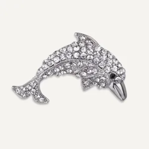 Kylie Crystal Dolphin Pin Brooch In Silver-Tone