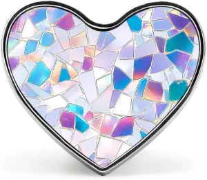 Mosaic Glass Shards Iridescent Brooch Pins Buttons Badges No Sew Lapel for Shawl Coat Unisex Heart