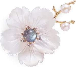 New Year Brooches and Pins for Women with Crystal,Flower Lapel Pin Blossom Brooch Jewelry Gifts,Fashionable Accessories Flower Brooches and Pins for New Year Gift