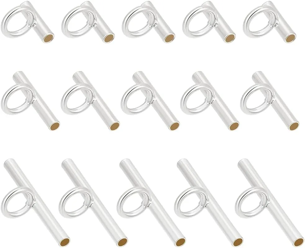PLIGREAT 15 Pcs Brass Brooch Converters Horizontal Pin Brooch to Pendant Converters for Changing Brooches and Pins to Pendants 3 Sizes for Brooch Pin Converters (Silver)