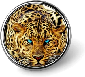 Prairie Cheetah Leopard Round Brooch Pins Elegant Buttons Badges No Sew Lapel for Shawl Coat Unisex Accessories