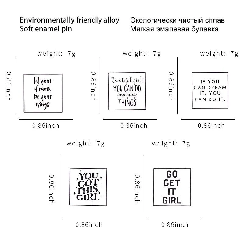 Punk Modern Style Letter Square Alloy Stamping Stoving Varnish Plating Unisex Brooches