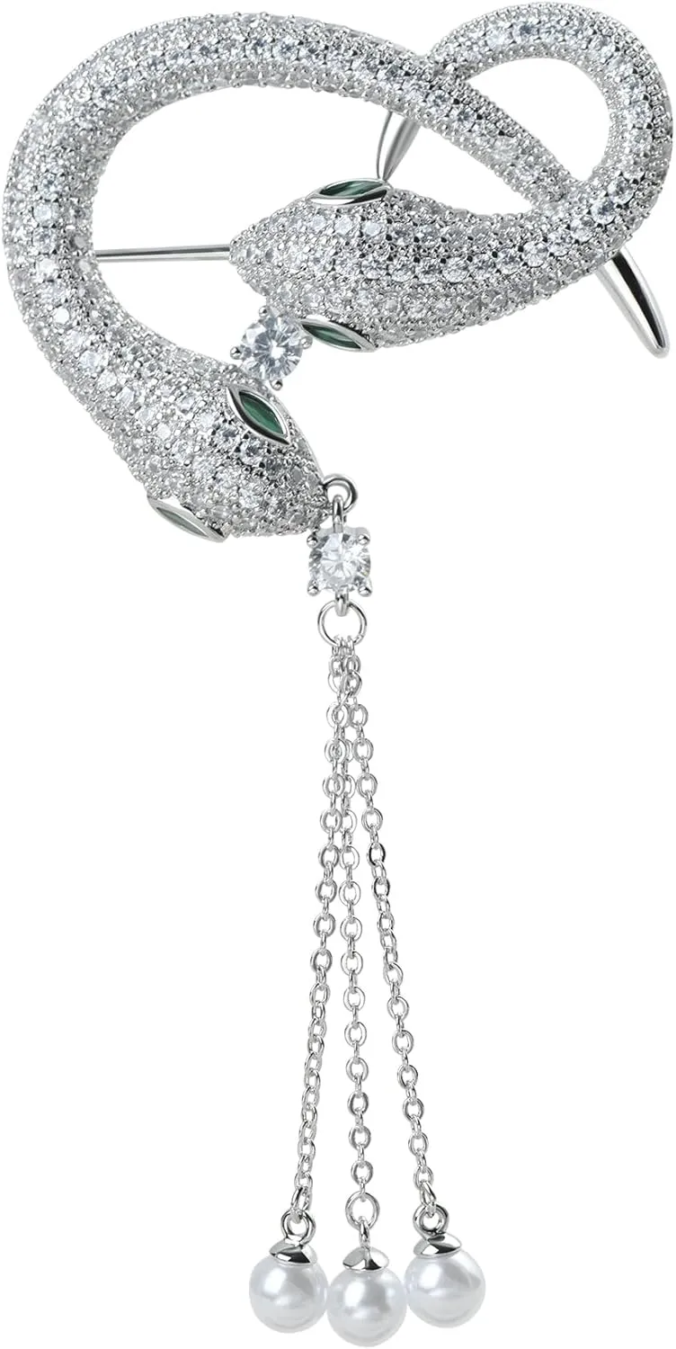 Retro Crystal Rhinestone Snake Brooch Pin Vintage Animal Insect Broach Costume Jewelry Brooches for Women and Men