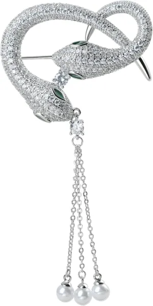 Retro Crystal Rhinestone Snake Brooch Pin Vintage Animal Insect Broach Costume Jewelry Brooches for Women and Men