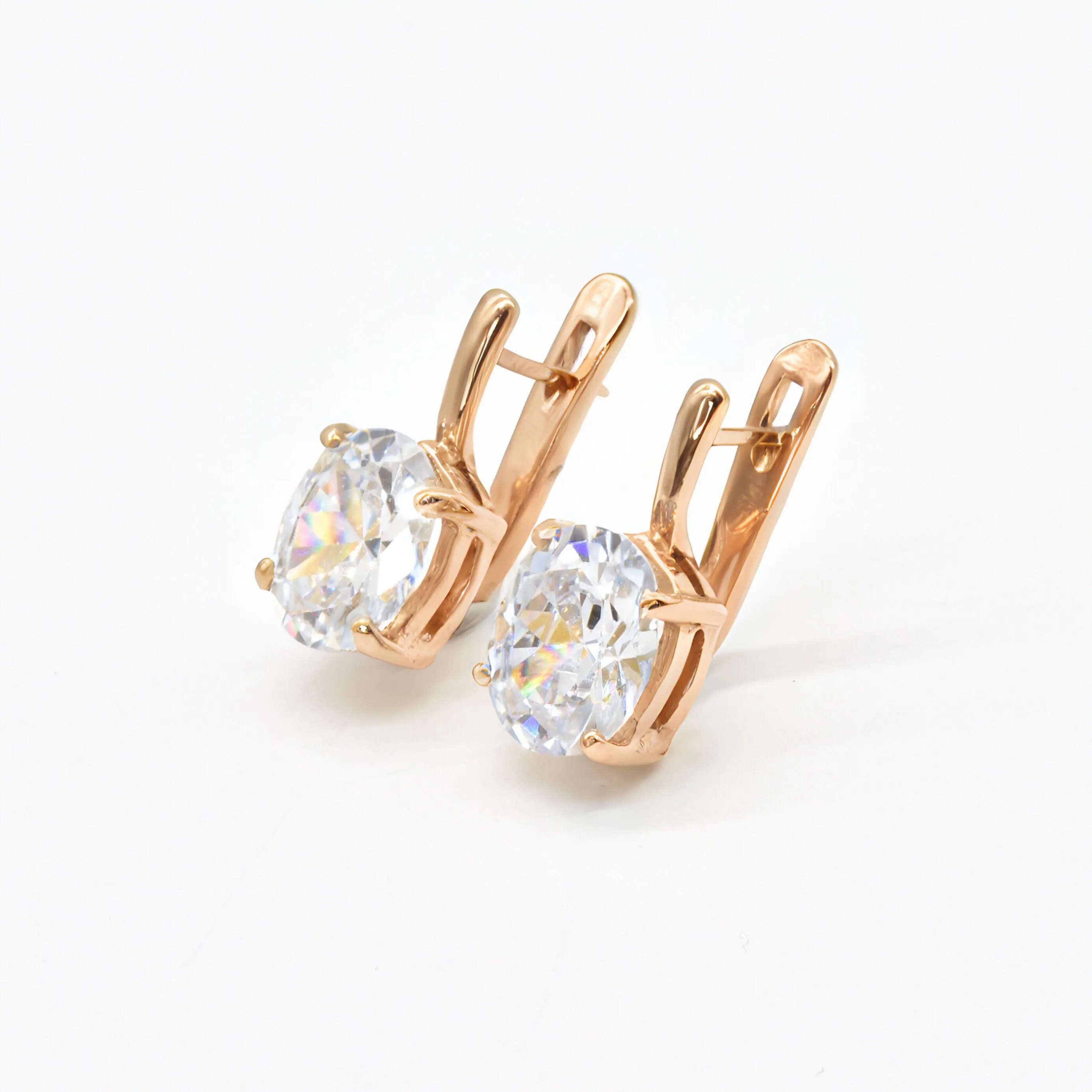 Rose Gold Diamond Earrings - Diamond Drop Earrings - Sparkly Oval Earrings