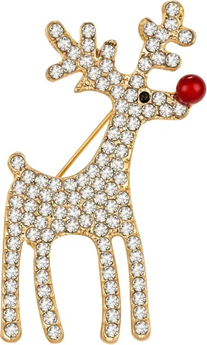 SELOVO Bling Rhinestone Full Crystal Deer Brooch Pin for Women