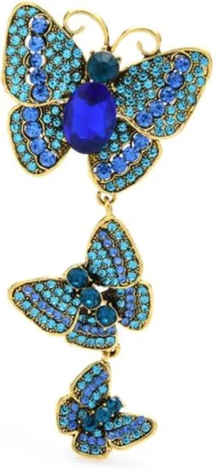 ulricar Crystal Rhinestone Butterfly Brooches For Women Pretty 3 Butterfly Insects Party Casual Brooch Lapel Pins Elegant Dress Accessories Wedding Christmas Birthday Jewelry Gift,Blue
