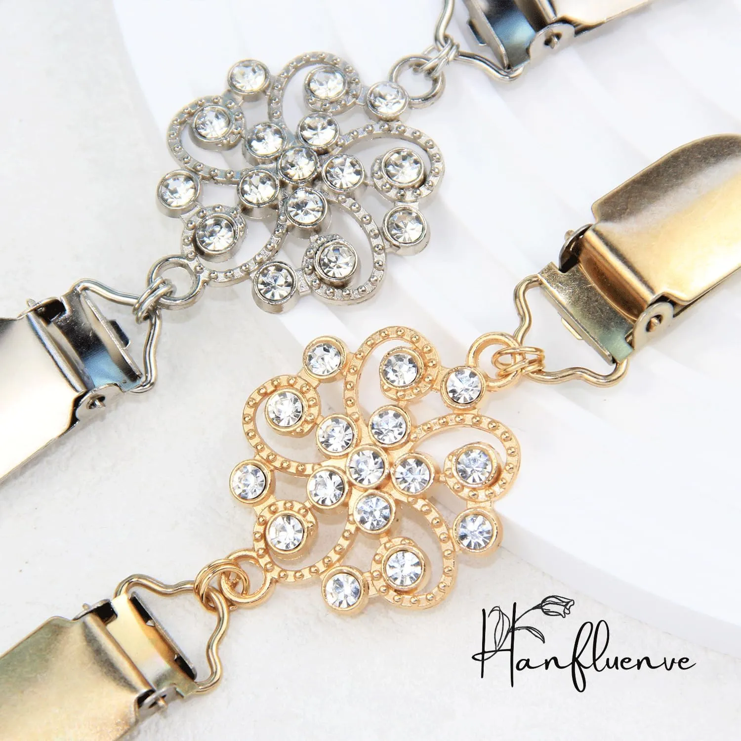 Women Brooch Pins 2 Pieces Sweater Shawl Clips Faux Crystal Retro Pearl Brooches Safety Pins Dress Shirt Clips for Women Gold Brooches for Women Silver Accessory