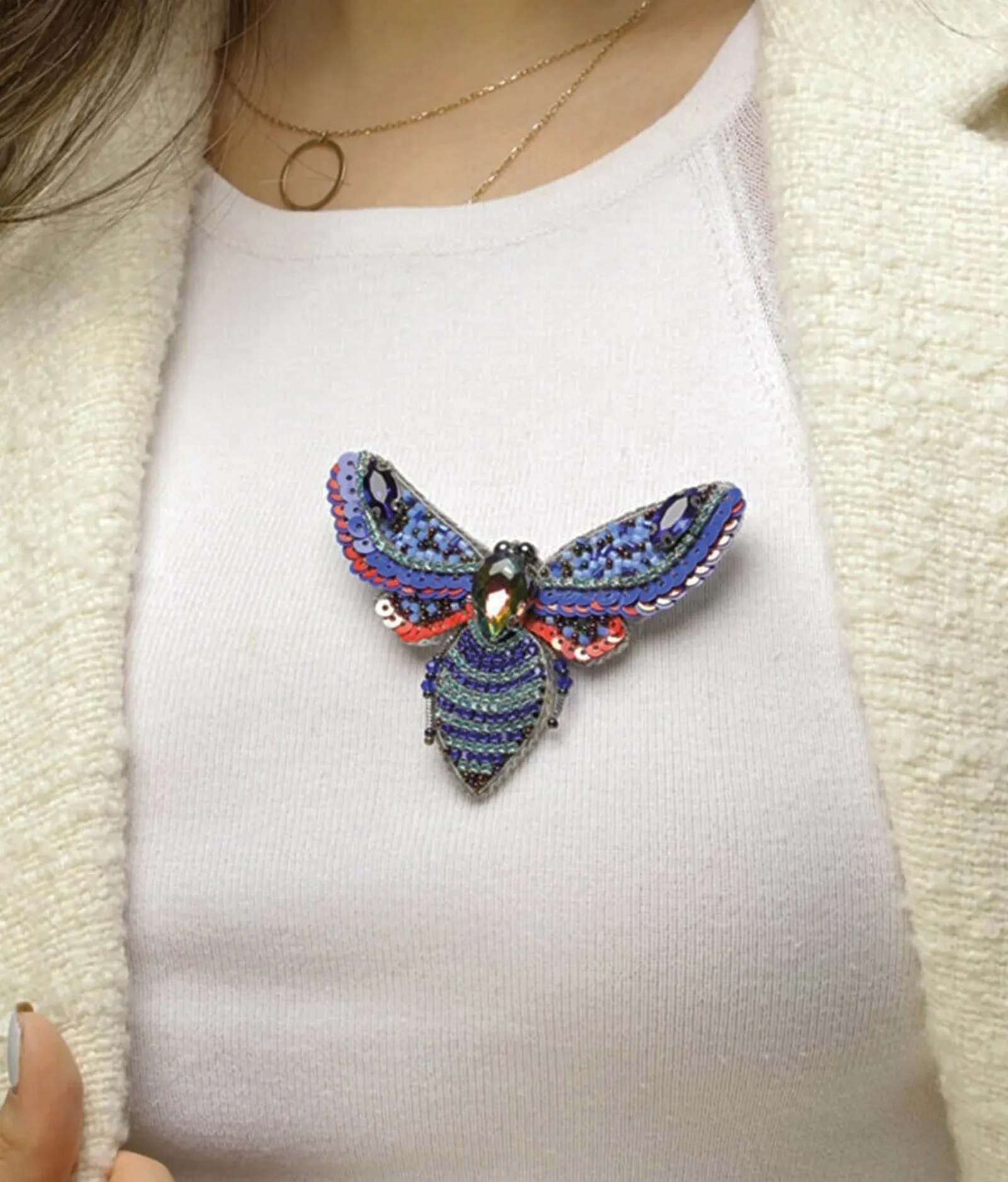 Womens Blue Brooch, Butterfly Crystal Pin Swarovski Gift